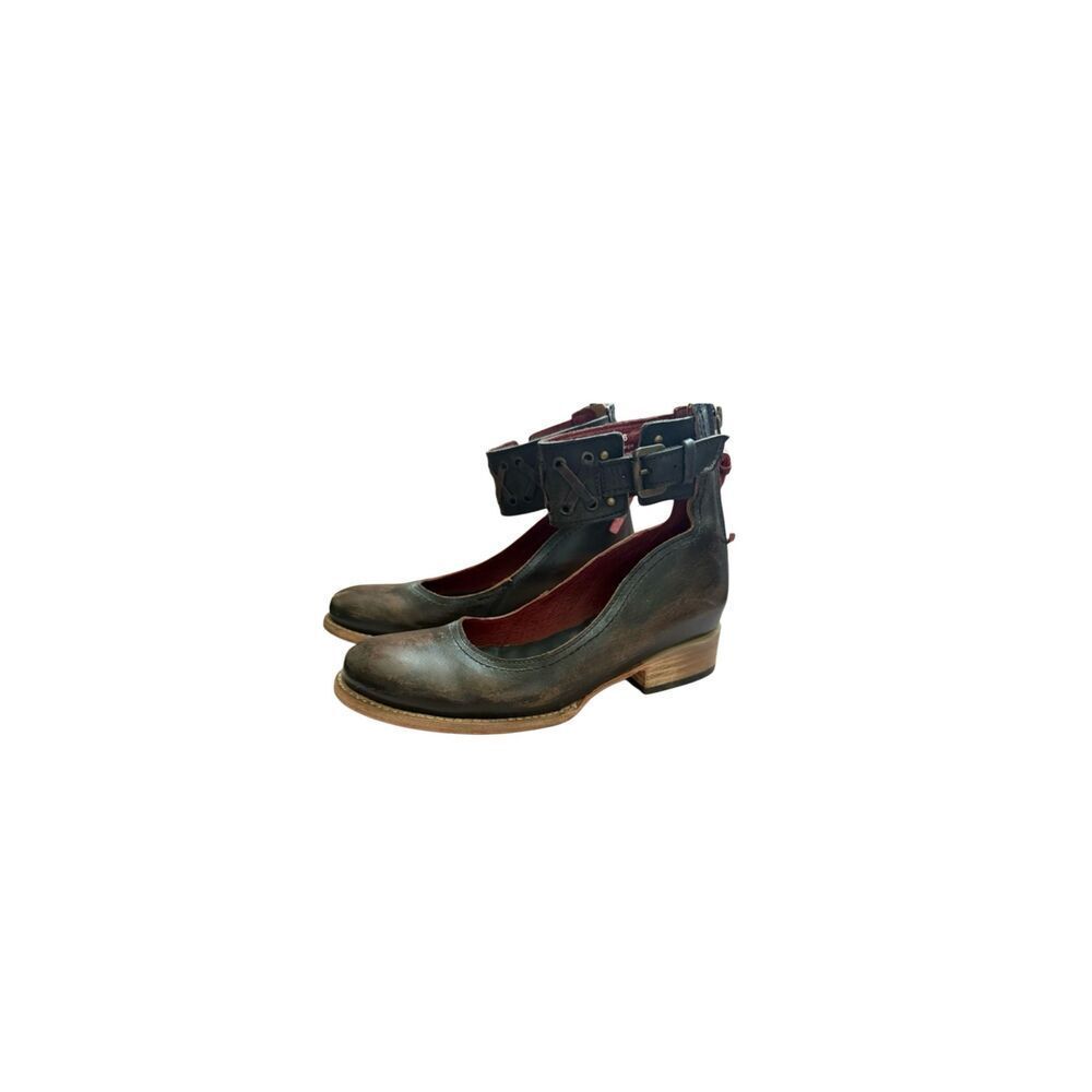 Freebird by Steven Moana Brown Leather Women's Ankle Strap Heel Booties Shoes 9
